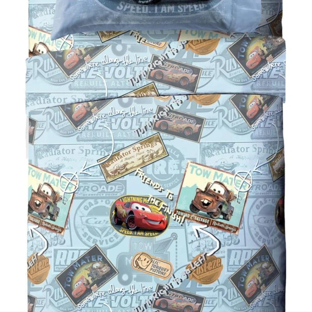 Disney/Pixar Cars Tune Up Blue/Gray 4 Piece Full Sheet Set with Lightning McQuee